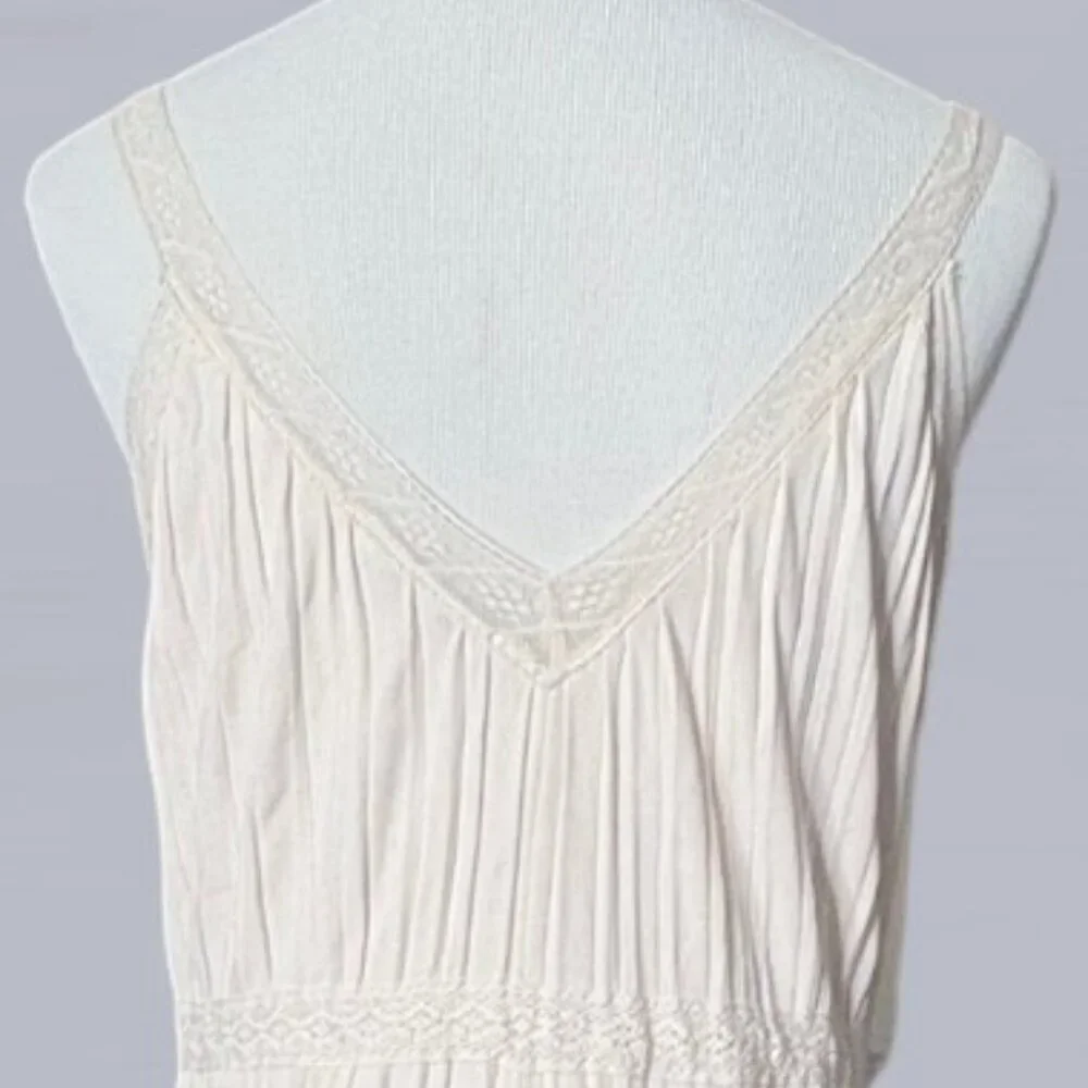 Zara Sleeveless Knit V-Neck Dress Off White Size Small - Picture 6 of 10